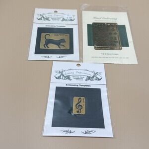 Lasting Impressions Brass Embossing Templates Lot 3 Cat Music Eyecatcher NEW